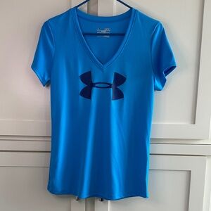 Under Armour Bright Blue V-Neck Tee Shirt Women’s Size Medium